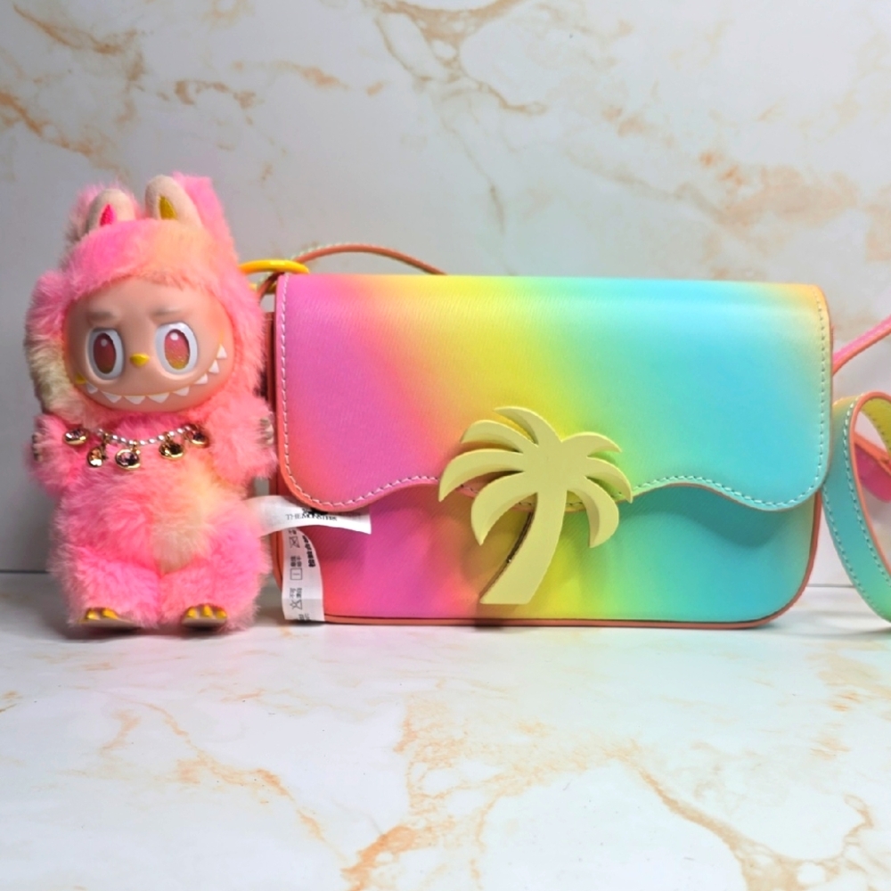 Palm Angeles Colorful Multicolor Gradient Crossbody Bag With Labubu New